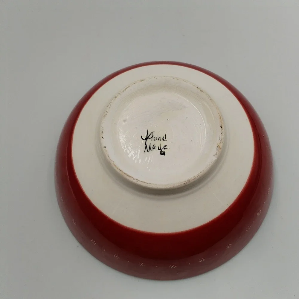 Turkish Ceramic Bowl Hand Painted Hand Made Red Floral Tulip Ottoman Iznik Style
